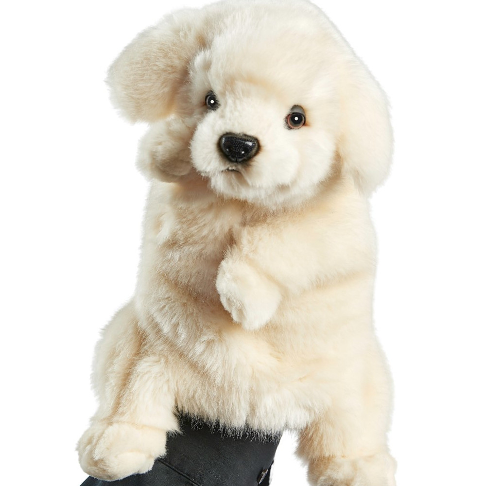 Pyrenäenberghund Handpuppe von Hansa Creation mit flauschigem cremeweißem Fell