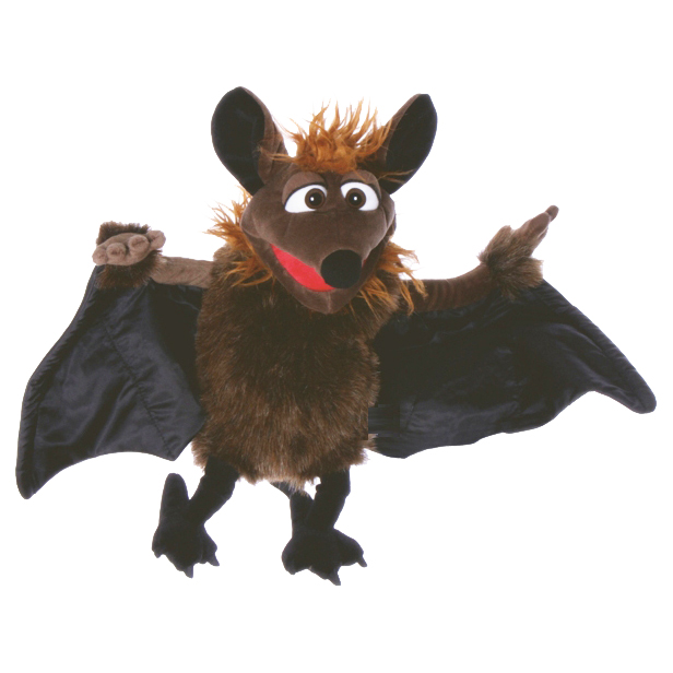 Living Puppets hand puppet Gaston the bat with dark wings and orange mane
