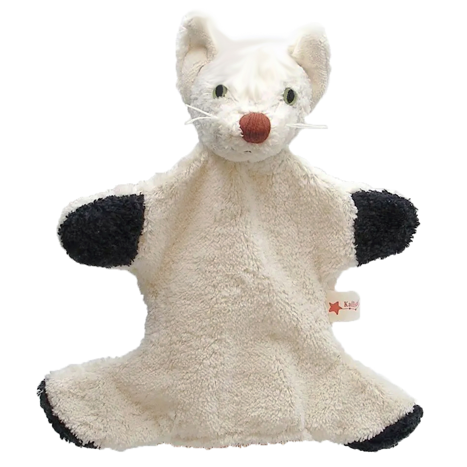 Hand puppet white cat - made of natural material - by Kallisto