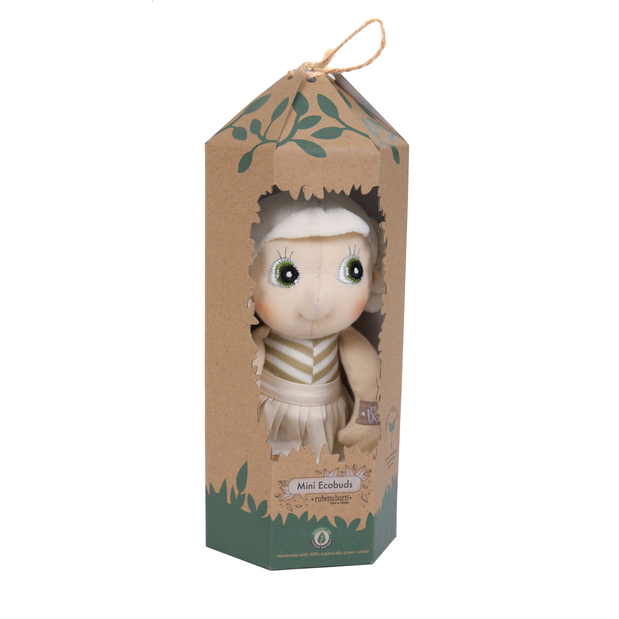 Rubens EcoBuds Mini-Puppe Lily in der Naturkarton-Verpackung