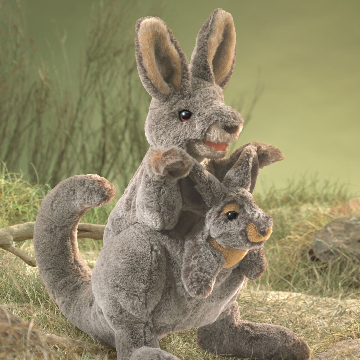 Folkmanis Kangaroo with Joey Hand Puppet Folkmanis Kangaroo with Joey Hand Puppet - Produktbild 4