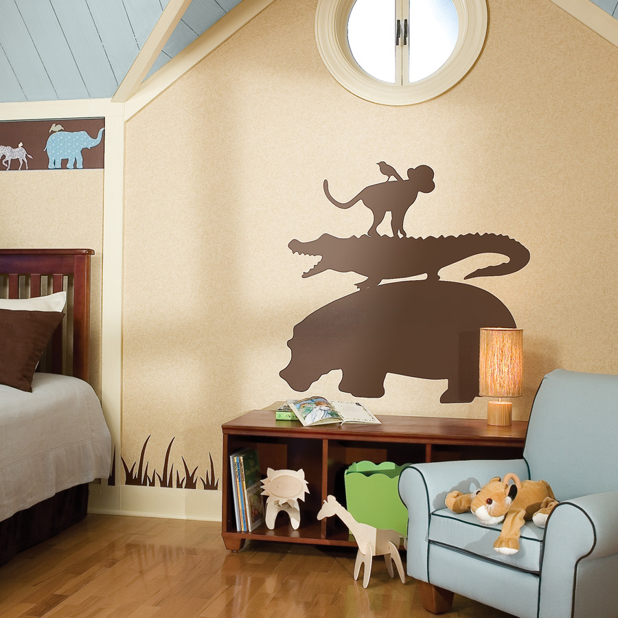 Animal silhouettes, brown mural - RoomMates for KiDS