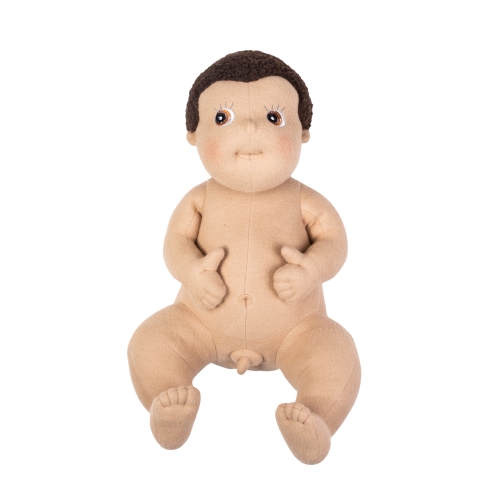 Rubens Barn baby doll Ben undressed with soft fabric body, sitting
