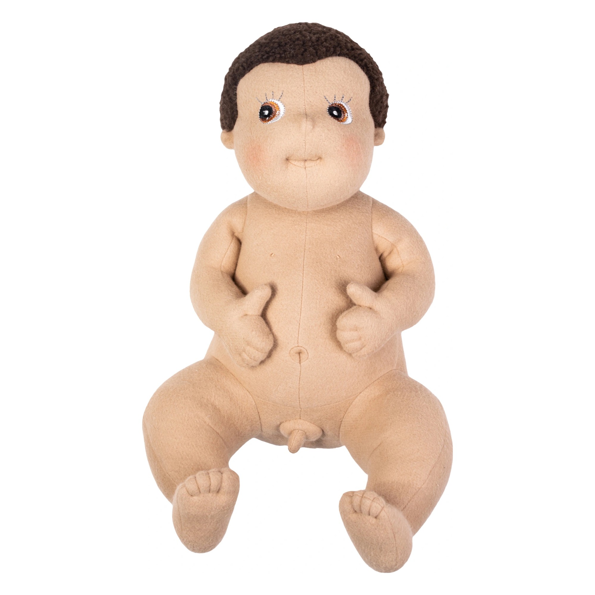 Rubens Barn baby doll Ben undressed with soft fabric body, sitting