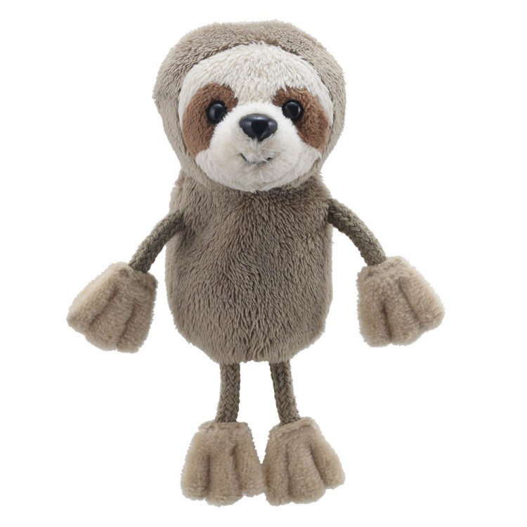 The Puppet Company Fingerpuppe Faultier, beige-braune Fingerpuppe mit langen Stoffarmen und -beinen