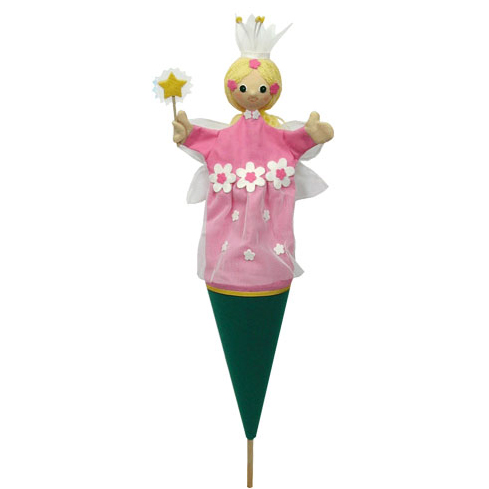 Trullala pop-up puppet fairy pink - Czech handicraft