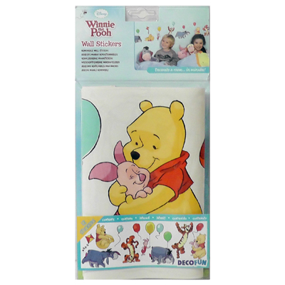 decofun Wandsticker Winnie Puuh A Bother Free Day in Verpackung, Winnie Puuh umarmt Ferkel