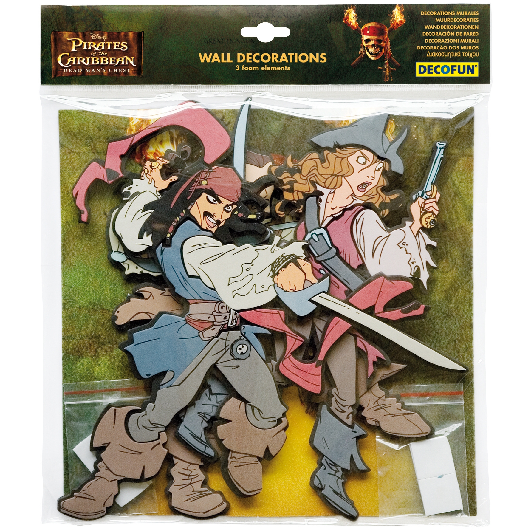 decofun wall decoration Pirates of the Caribbean – Dead Man's Chest in packaging, 3-piece set, fighting pirate figures