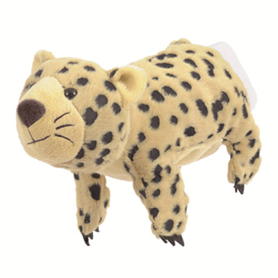 Egmont Toys hand puppet leopard, beige plush toy with black spots and claws