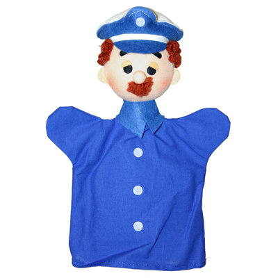 Trullala Basic hand puppet police officer, blue - Czech handicraft