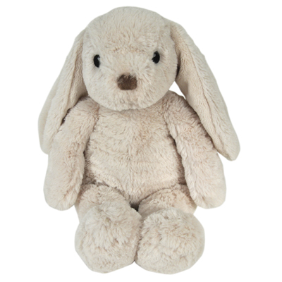 Cloud b Einschlafhilfe Bubbly Bunny, beiges Hasen-Kuscheltier sitzend mit langen Schlappohren, Frontansicht