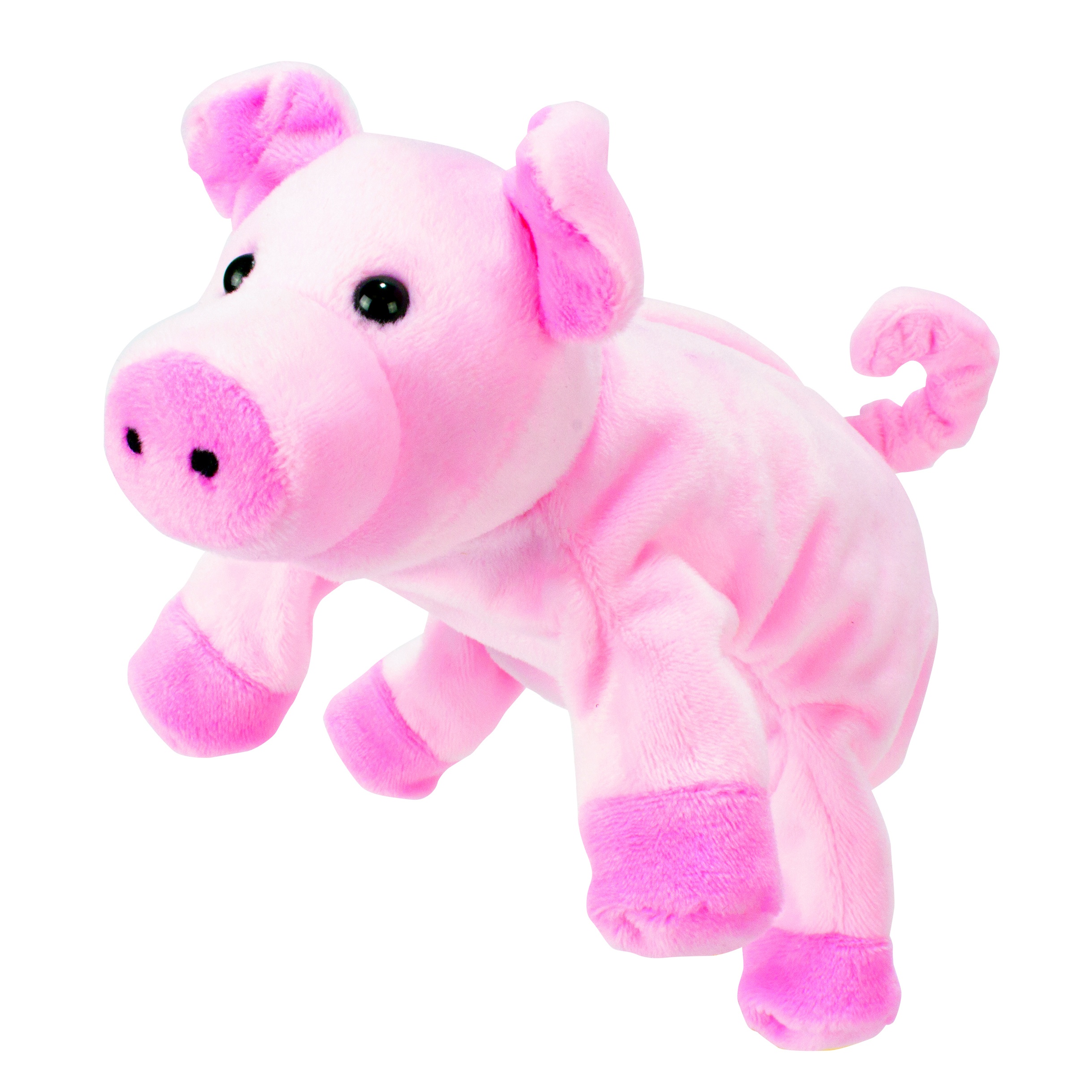Beleduc Handpuppe Schwein mit rosa Fell, geringeltem Schwanz und Schlappohren