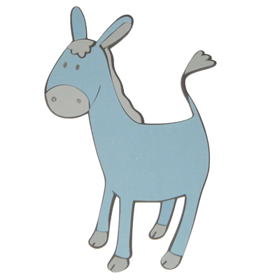 decofun Wanddekoration Animal Farm Einzelmotiv Esel, hellblauer Esel mit grauen Hufen auf weißem Untergrund