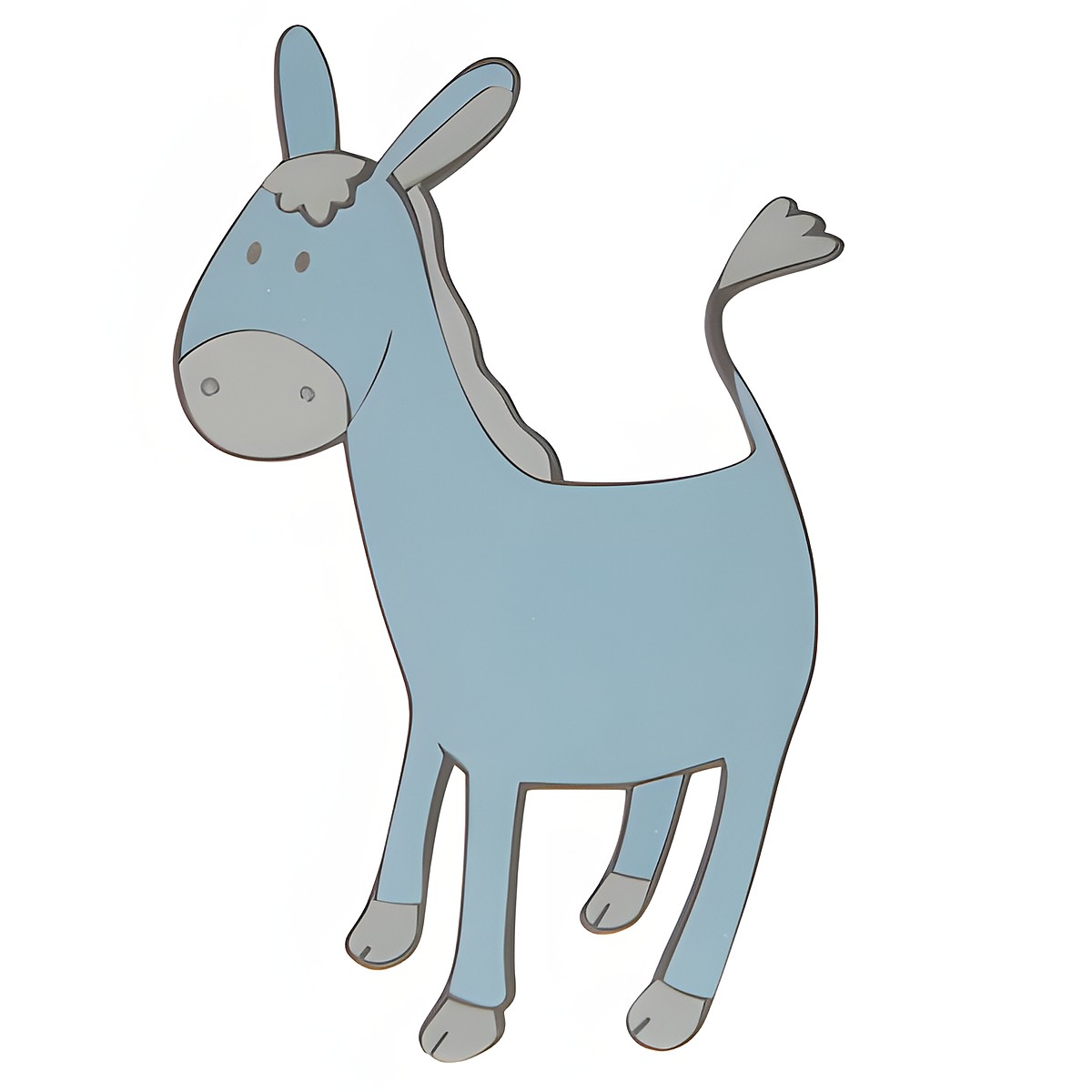 decofun Wanddekoration Animal Farm Einzelmotiv Esel, hellblauer Esel mit grauen Hufen auf weißem Untergrund