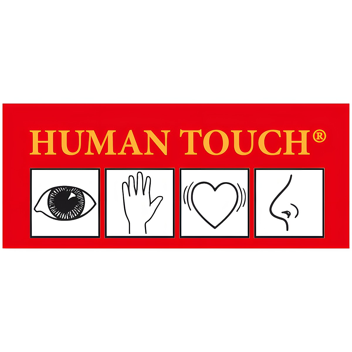 Human Touch logo by Joyk with symbols for seeing, feeling, heartbeat and smelling