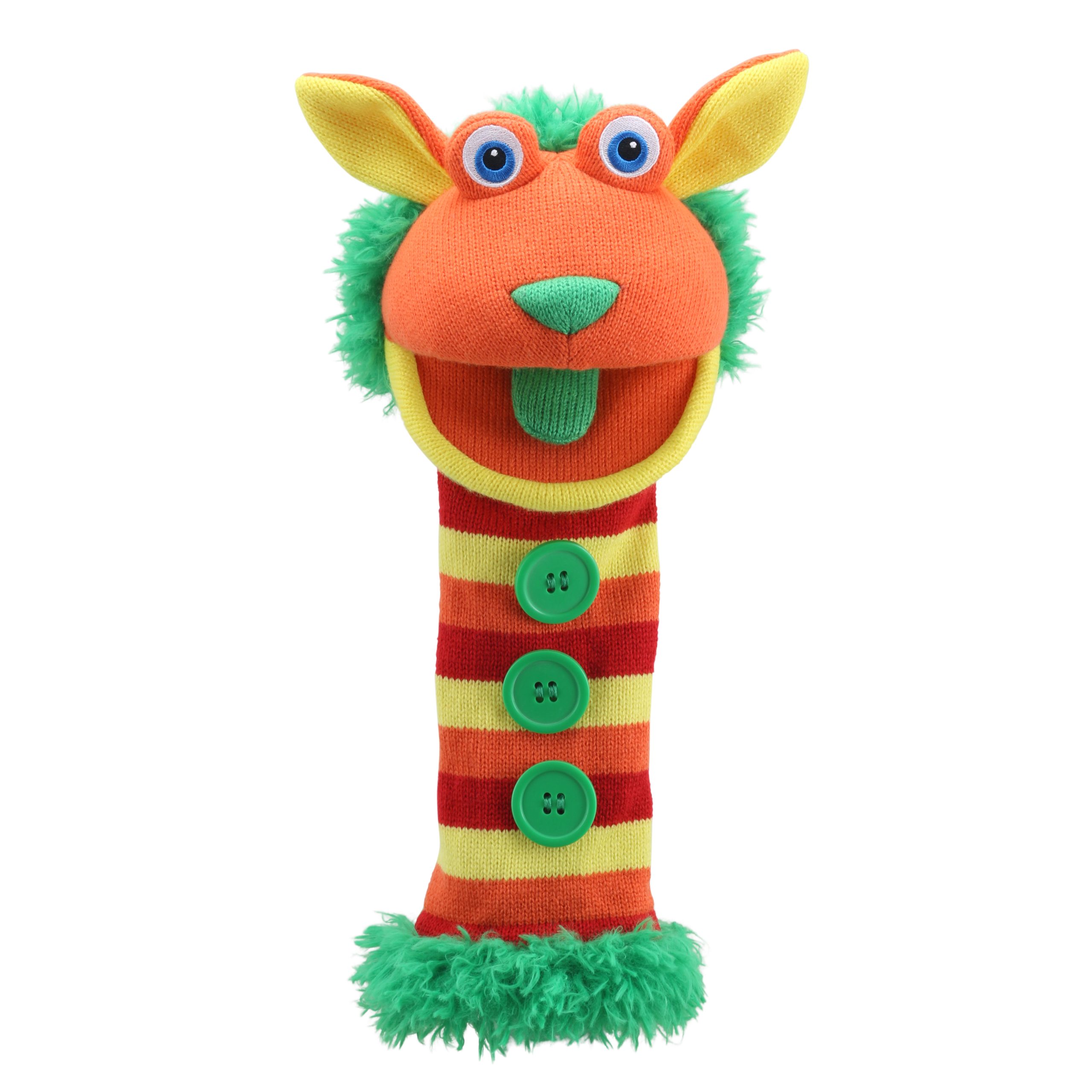 Monster sock hand puppet Buttons with sound - Puppet Company Monster sock hand puppet Buttons with sound - Puppet Company