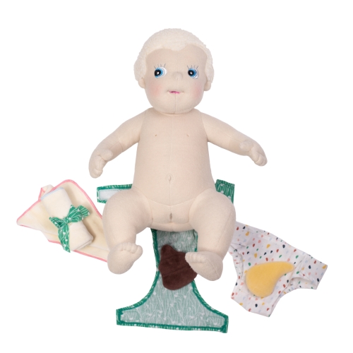 Rubens Barn Baby-Puppe unbekleidet mit dem Zubehör des Windel-Sets