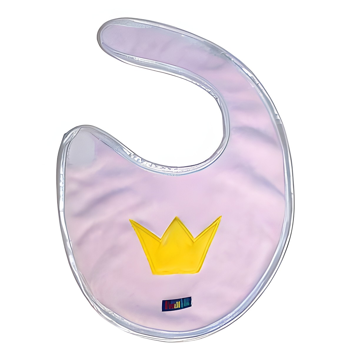 Trullala bib princess, lilac terry-cloth bib with a yellow crown appliqué and hook-and-loop fastener