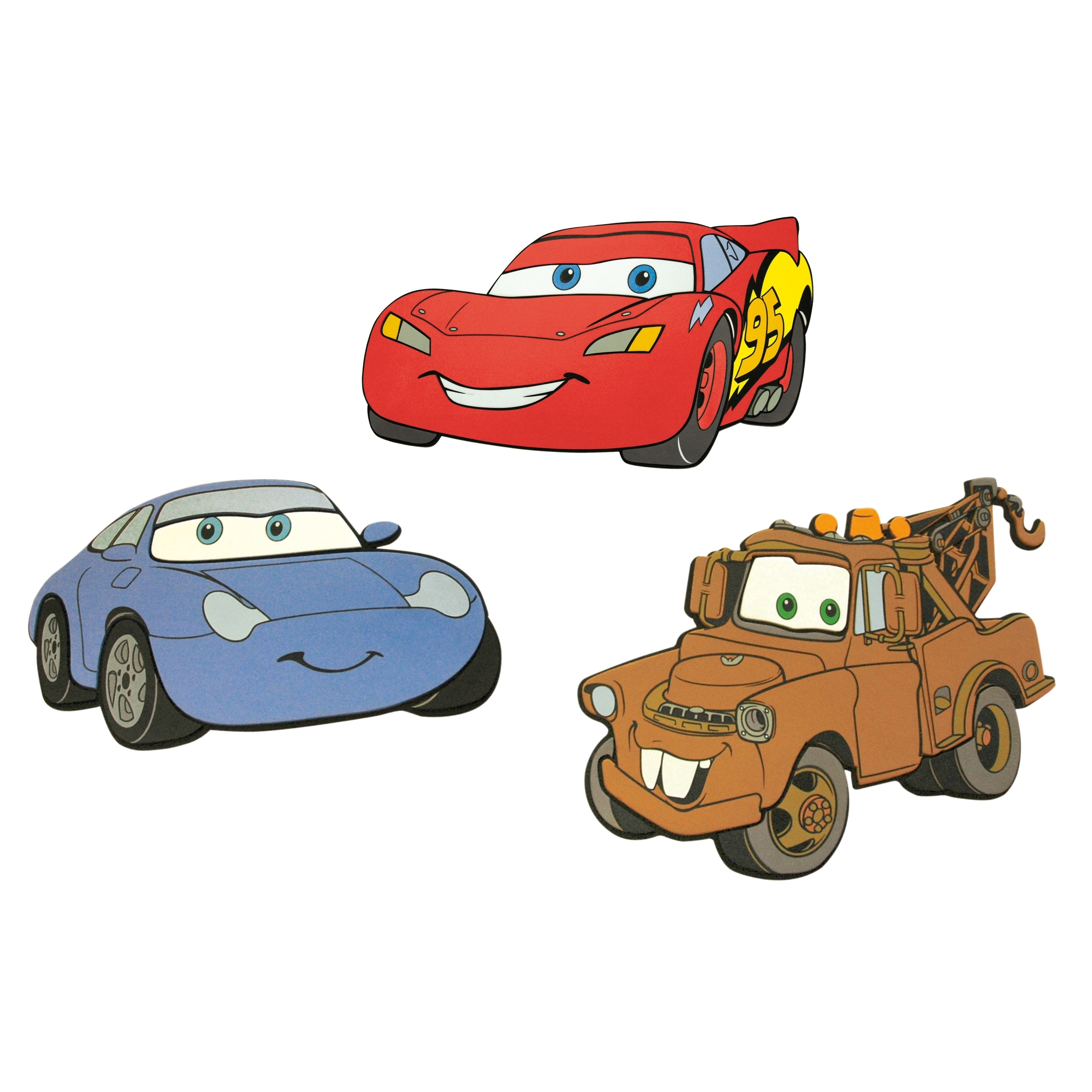 decofun Wanddekoration Pixar Cars, 3-teilig, Lightning McQueen, Sally und Hook als Schaumstofffiguren
