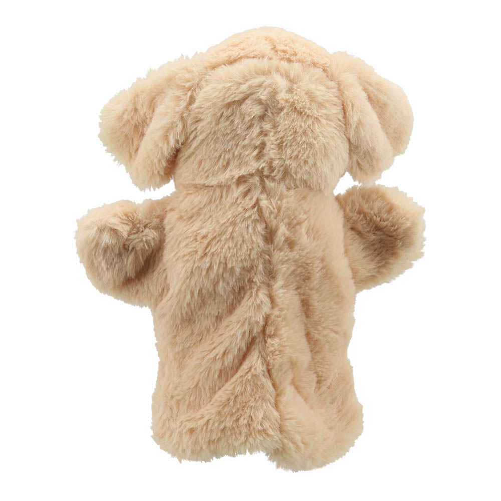 The Puppet Company Baby-Handpuppe Labrador Retriever, beige Handpuppe von hinten mit Schlappohren, Rückansicht