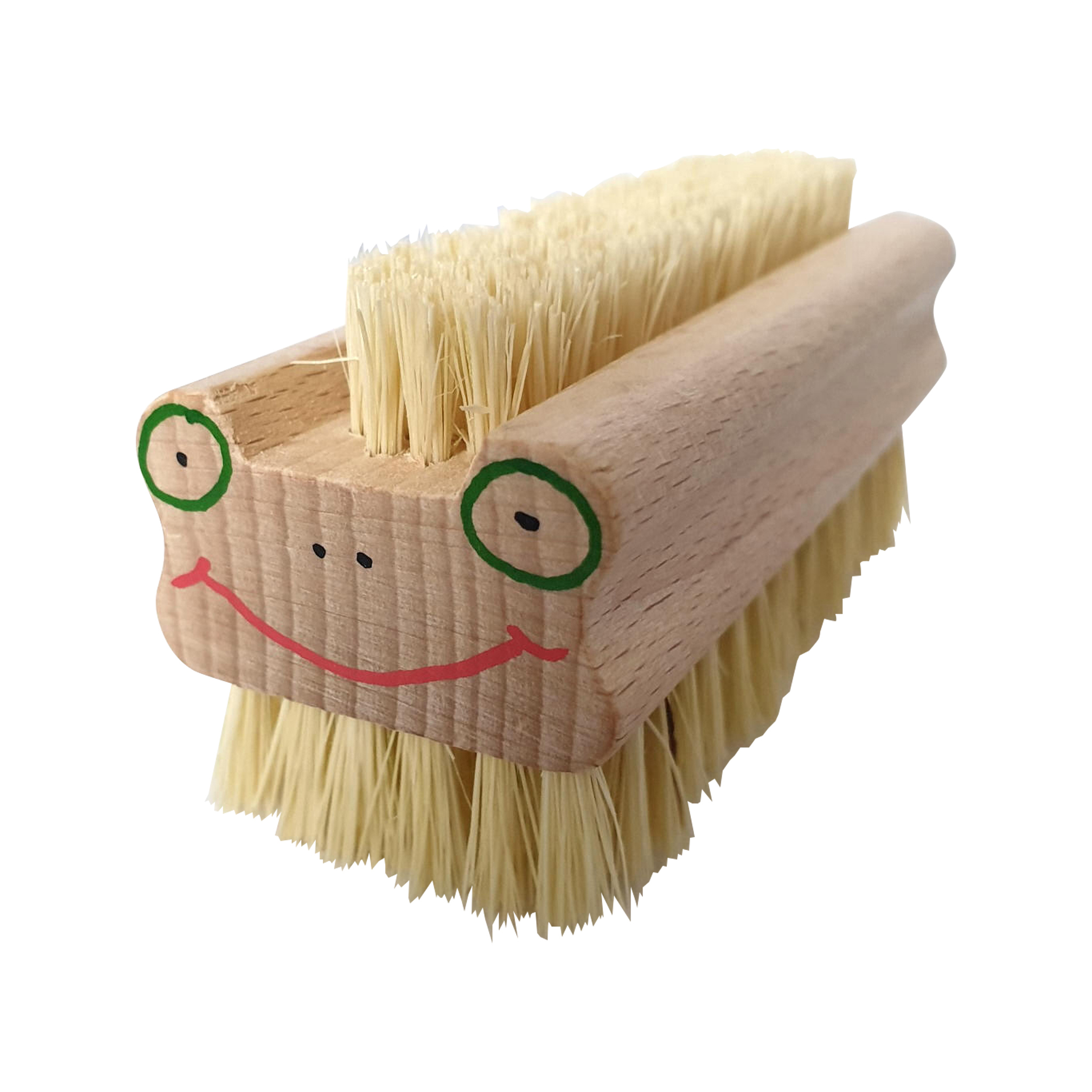 Kersa hand nail brush frog Froggy made of wood with light bristles and a painted frog face