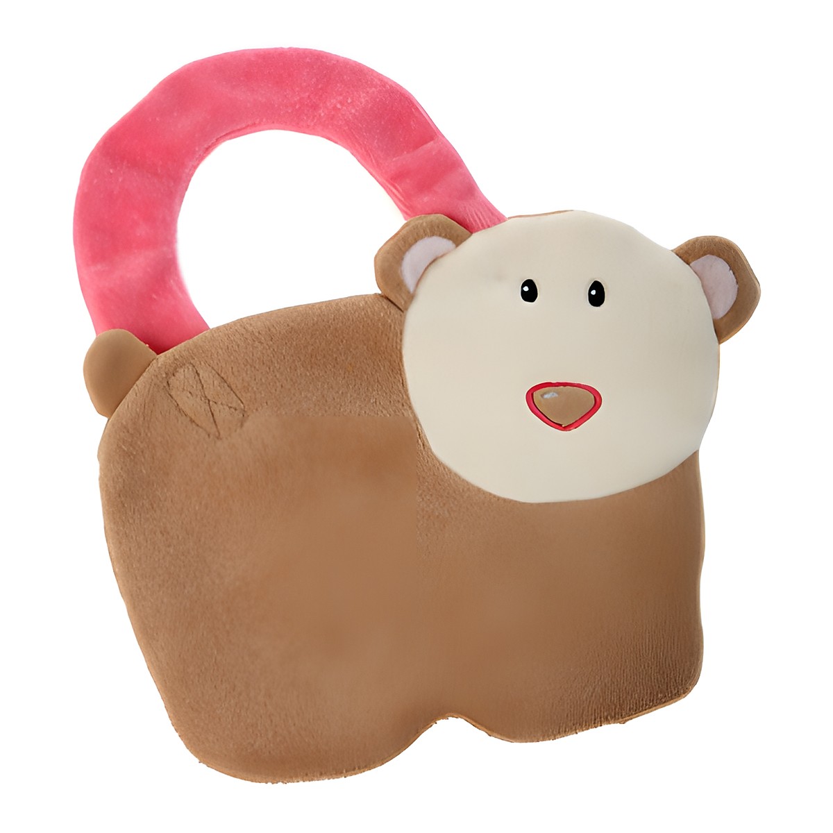 Egmont Toys Laetzchen Teddybaer, braunes Pluschlaetzchen in Baerenform mit cremefarbenem Gesicht und pinkem Trageband