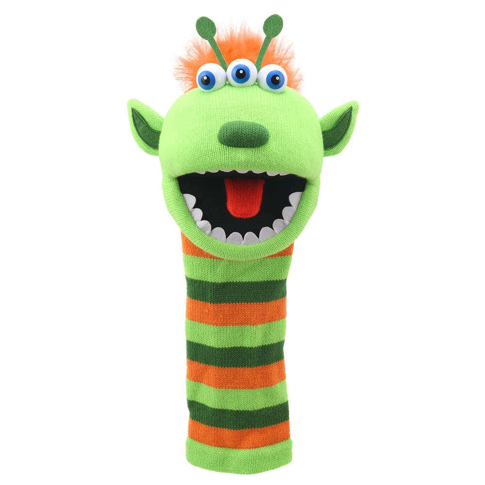 Monster sock hand puppet Narg with sound - Puppet Company