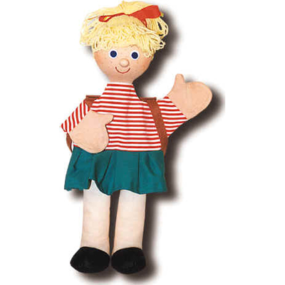 Trullala hand puppet schoolgirl, small - Czech handicraft