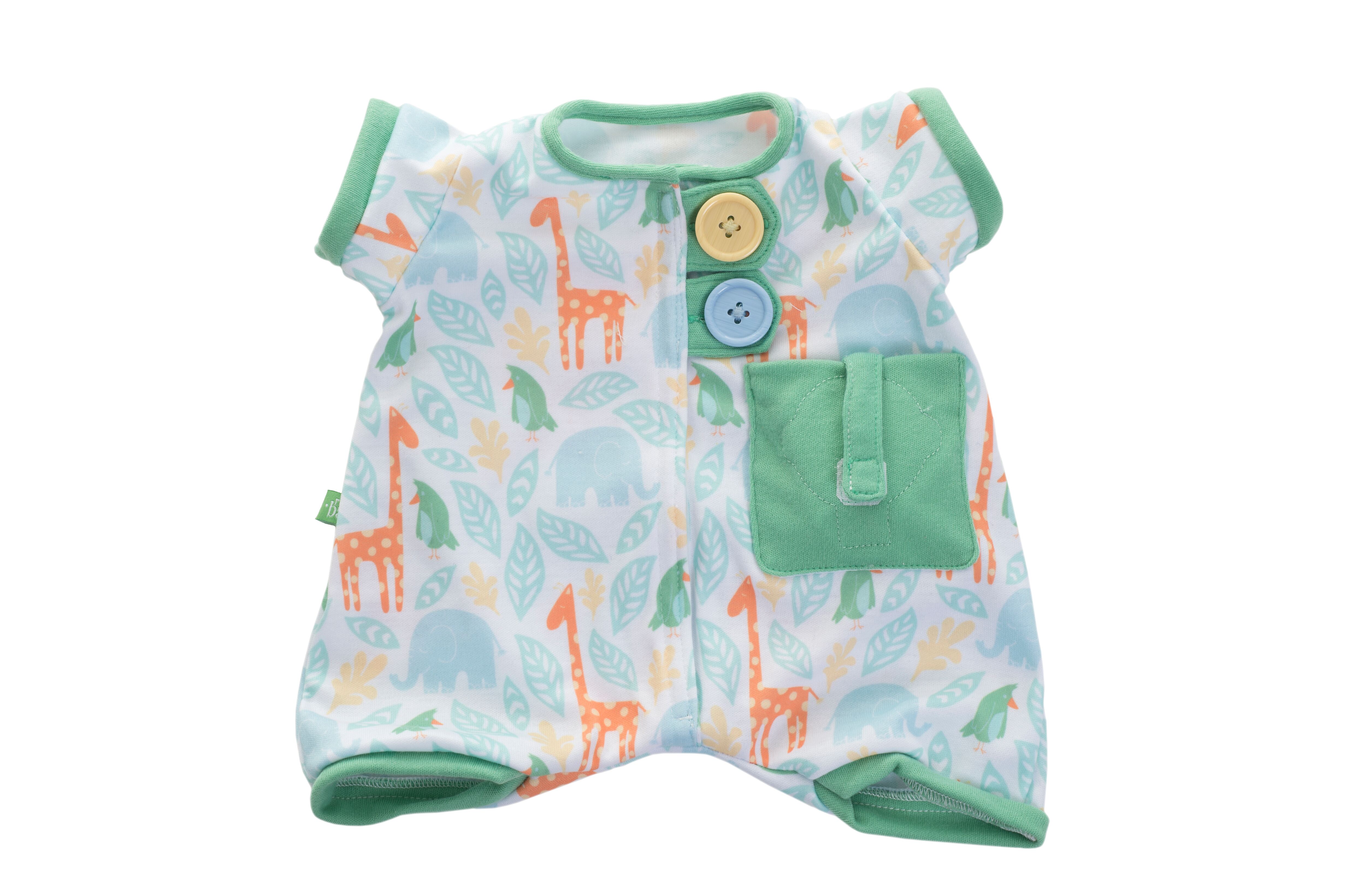 Pocket Friends pyjama, green for Rubens Babies by Rubens Barn