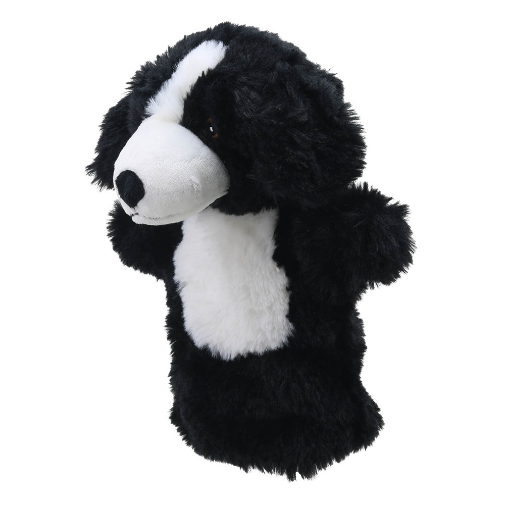 The Puppet Company Handpuppe Border Collie, Seitenansicht mit schwarz-weißem Fell in voller Länge