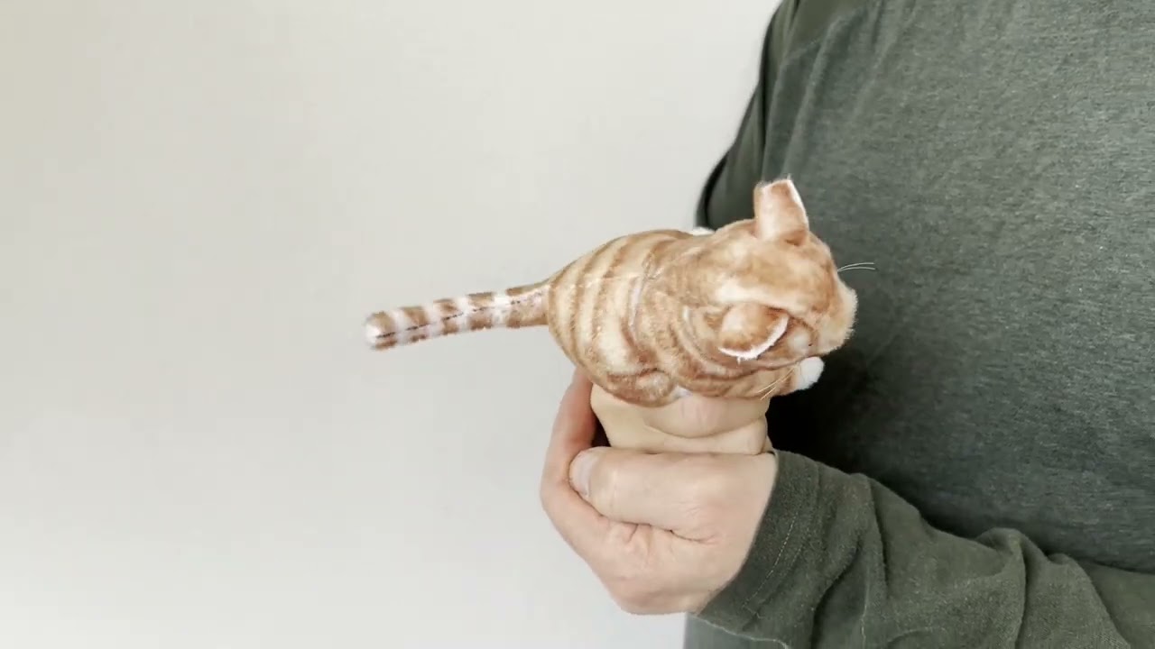 Folkmanis Mini Orange Tabby Cat Finger Puppet Demo