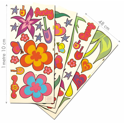 funtosee Wandsticker Blumenwelt, Nahaufnahme einzelner Motive: Blumen, Schmetterlinge, Pilze und Schnecken