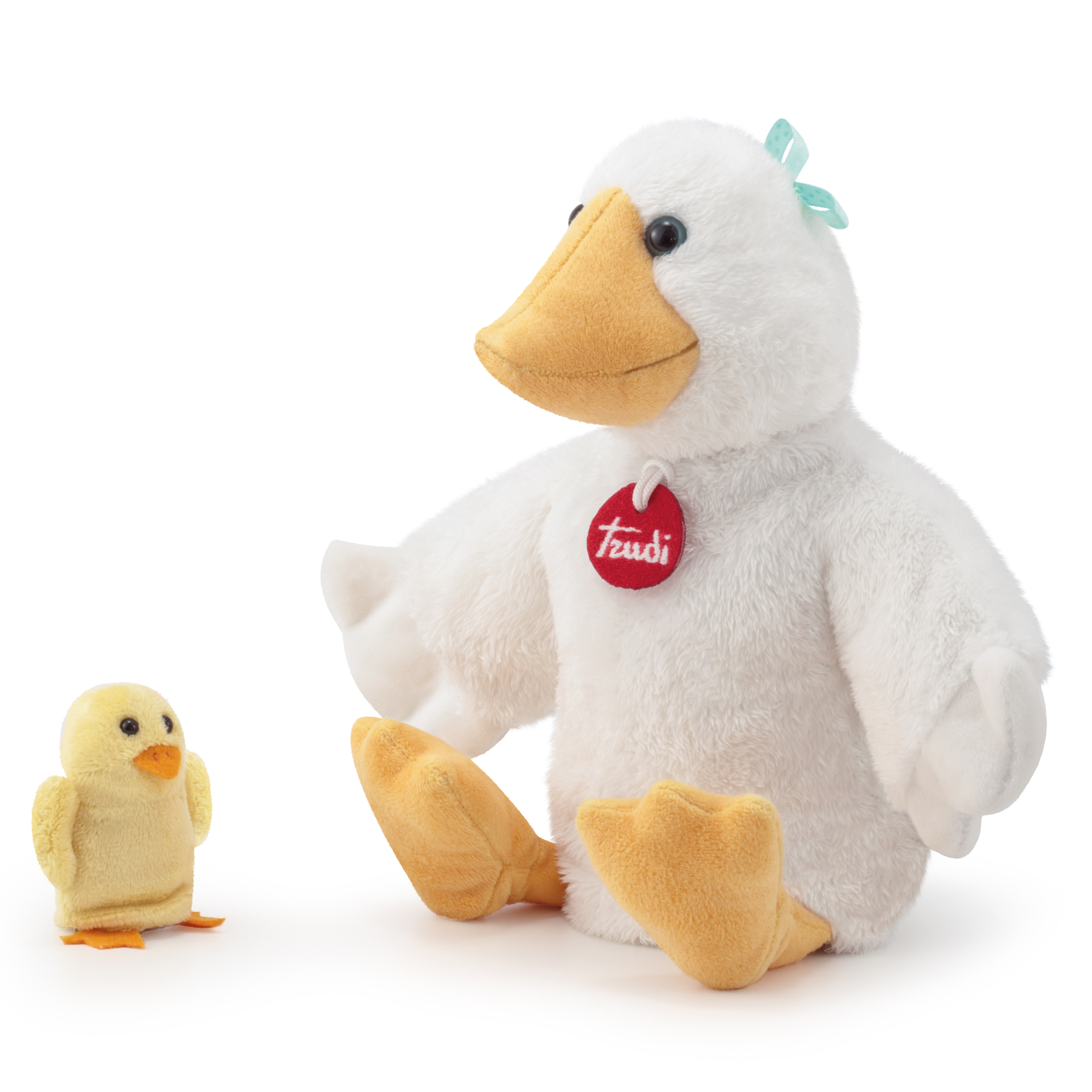 Handpuppe Gans mit Fingerpuppe Gänsebaby von Trudi