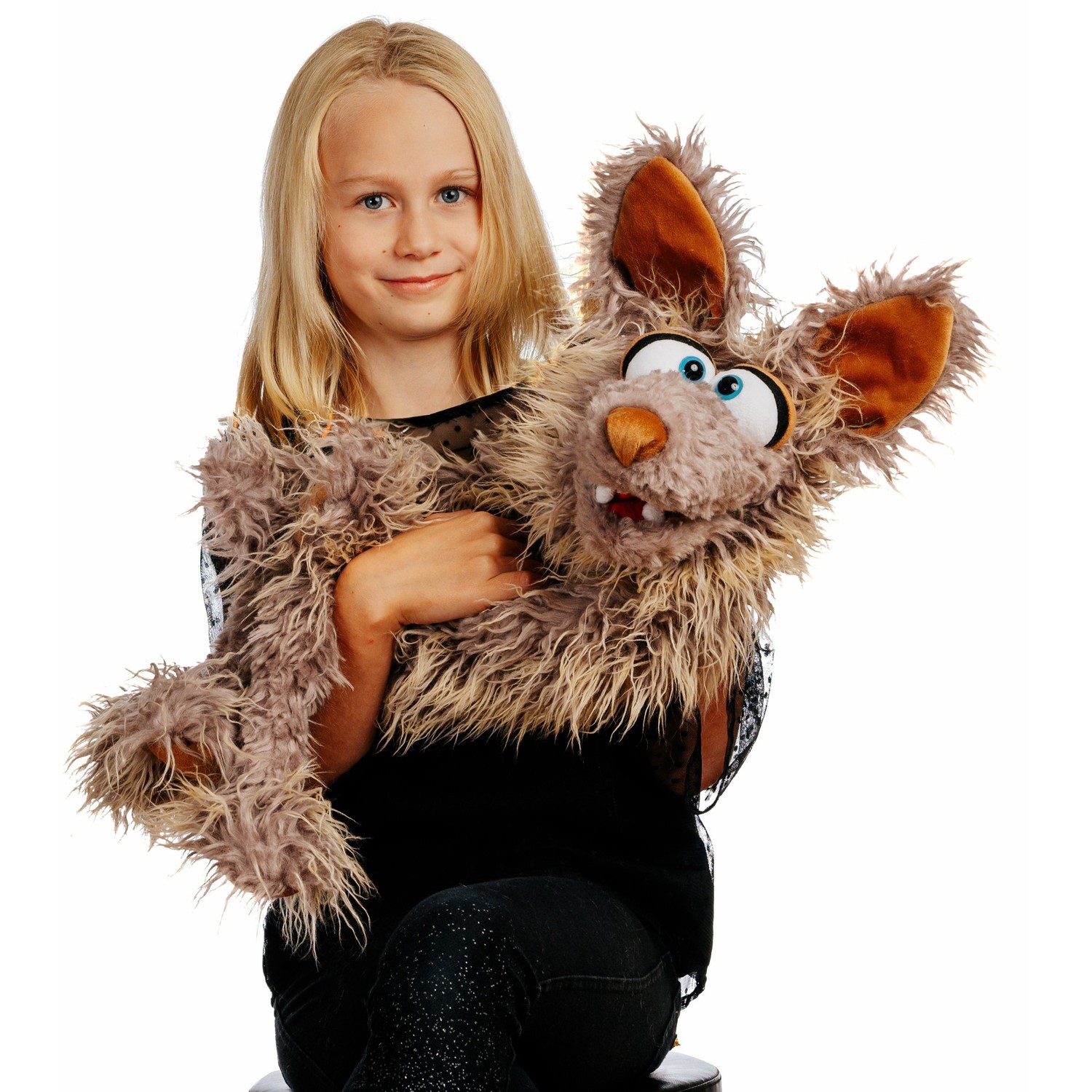 Living Puppets Handpuppe Jörg Schlawenski der Kojote - im Spiel mit einem Kind