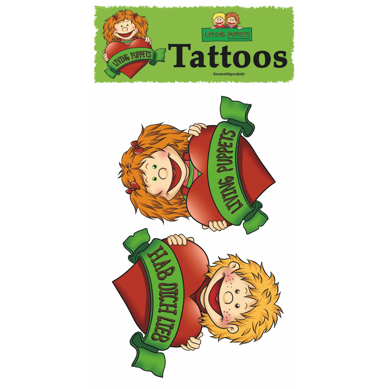 Living Puppets tattoos Lilabell and Lasse hearts Living Puppets tattoos Lilabell and Lasse hearts