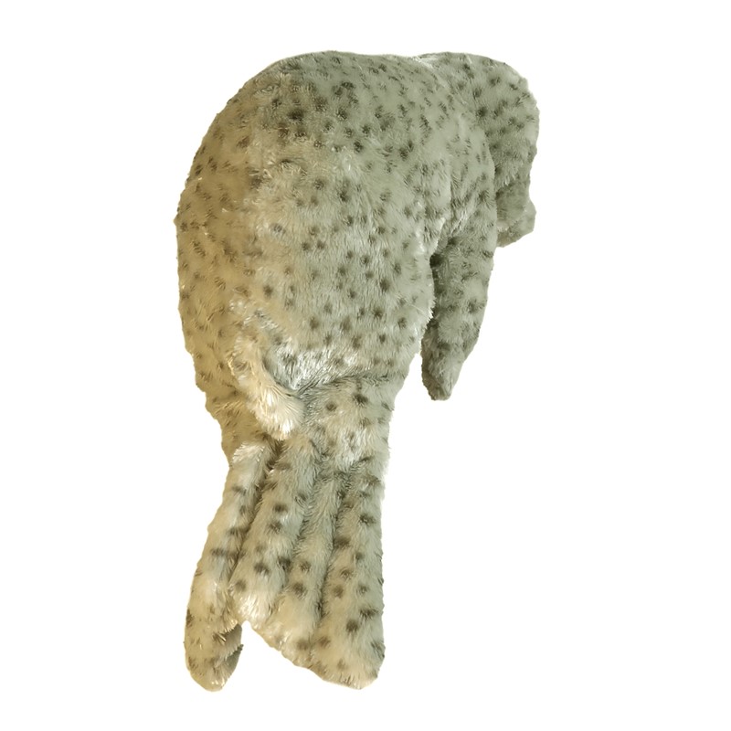 Folkmanis Handpuppe Seerobbenbaby in hellem Grau mit dunklen Flecken, Ansicht von oben auf den Rücken