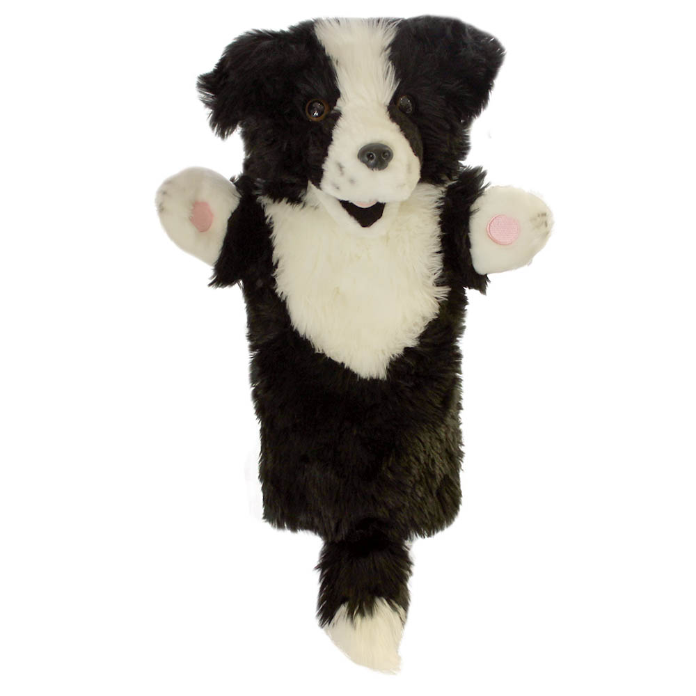 The Puppet Company Baby-Handpuppe Border Collie, schwarz-weiße Hunde-Handpuppe mit spitzen Ohren