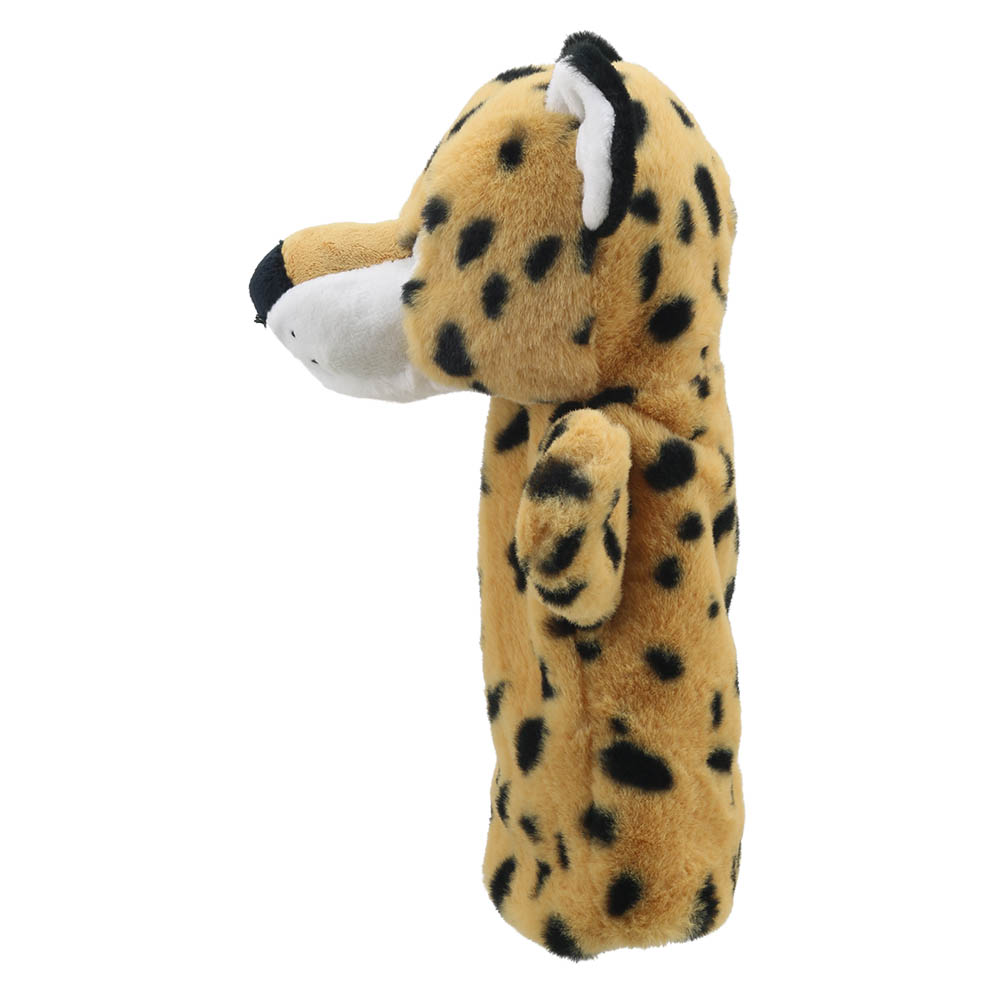 The Puppet Company Baby-Handpuppe Leopard, gefleckte Handpuppe mit weißer Schnauze, Seitenansicht