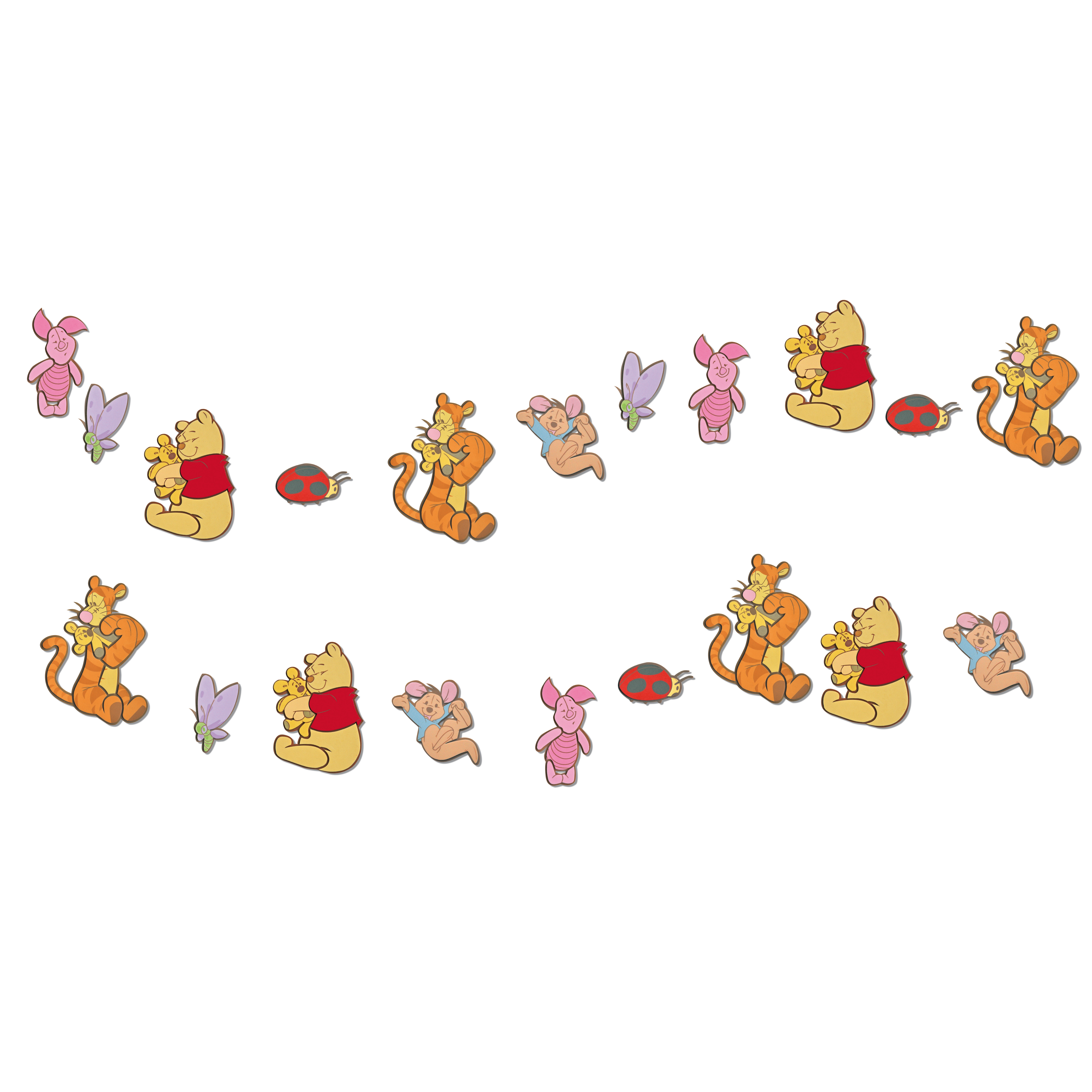 decofun Mini-Wanddekoration Winnie Puuh Baby, wiederkehrendes Muster mit Tigger, Winnie Puuh, Ferkel und Marienkäfern