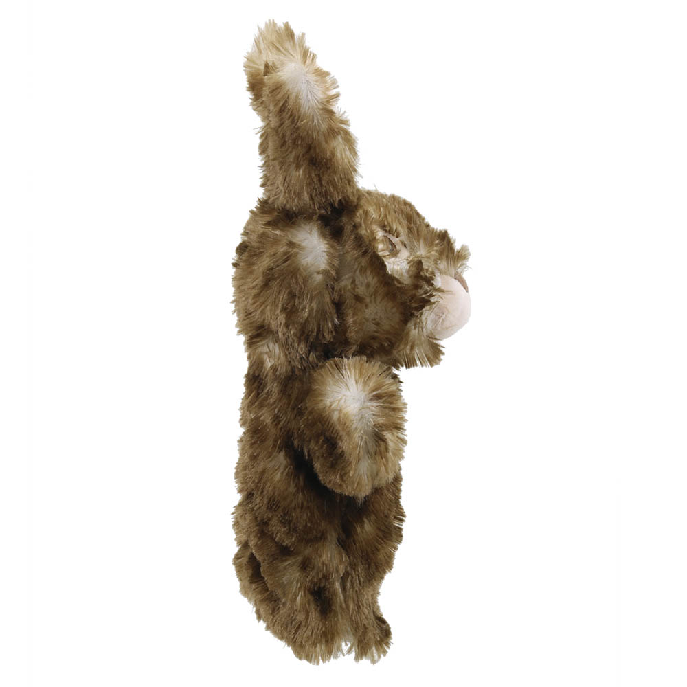 The Puppet Company Baby-Handpuppe Wildkaninchen, braun meliertes Kaninchen mit erhobener Pfote, Seitenansicht