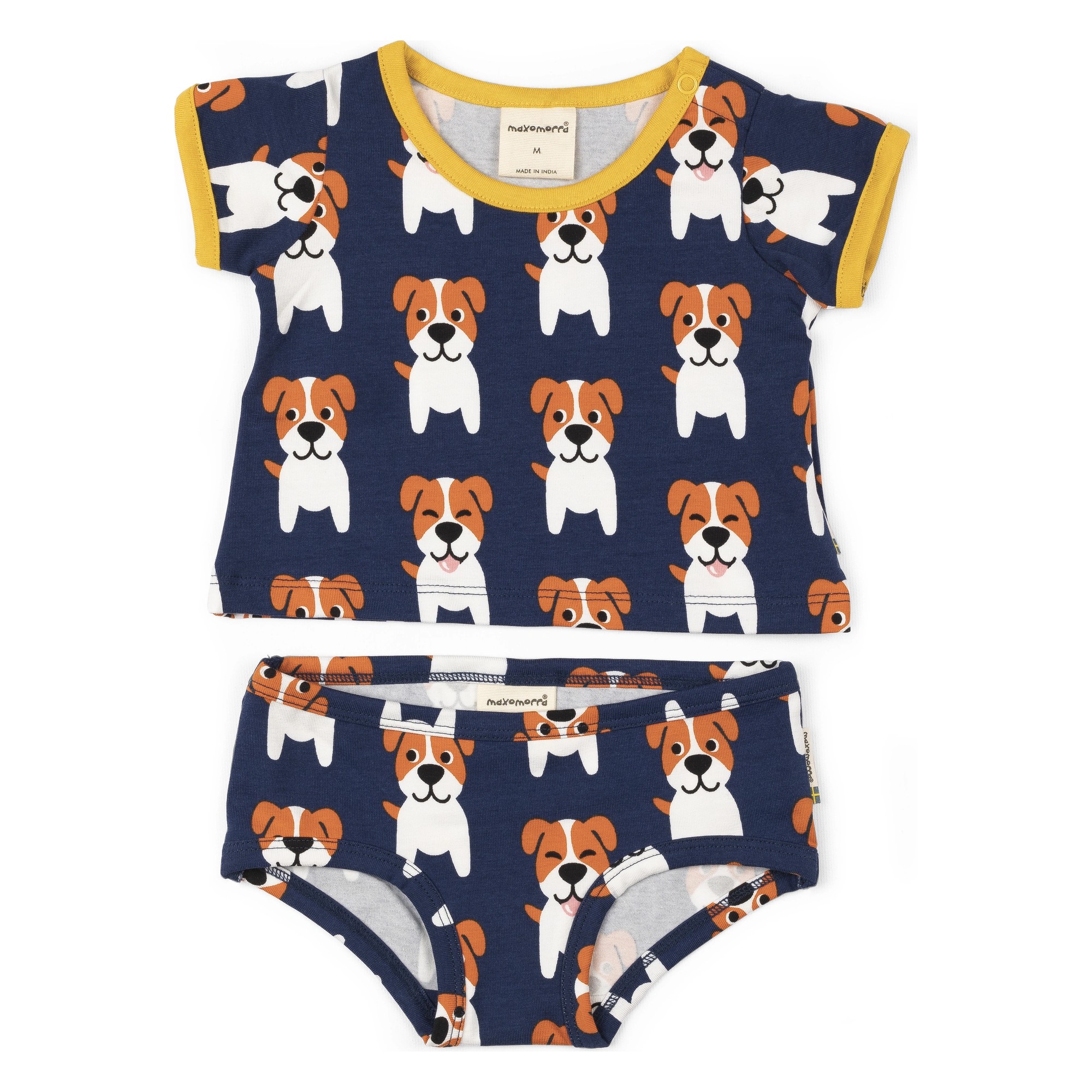 Maxomorra-Kleidungsset für Rubens Barn Baby-Puppen: Shirt und Höschen mit Hunde-Muster