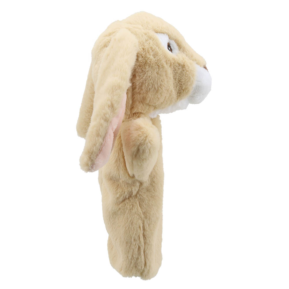 The Puppet Company baby hand puppet lop-eared rabbit, beige rabbit with a floppy ear, right side view