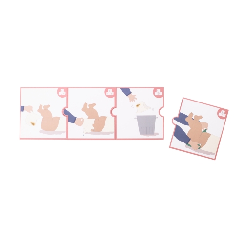 Puzzle-Bildkarten des Windel-Sets von Rubens Barn mit der Wickel-Reihenfolge