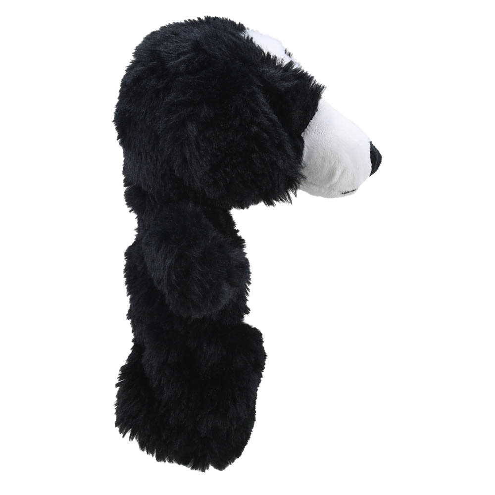 The Puppet Company Handpuppe Border Collie, Nahaufnahme der Seitenansicht mit schwarzer Nase