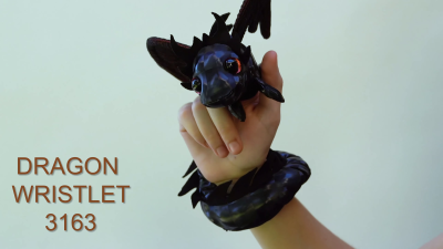 Folkmanis Fingerpuppe Drachen Armband, schwarz Demo