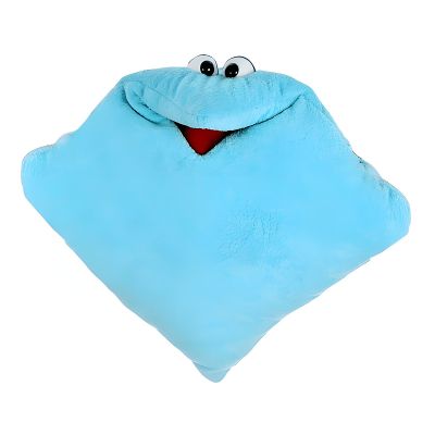 Living Puppets kissing pillow blue